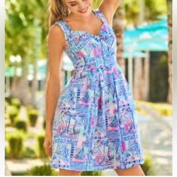 Lilly Pulitzer Cyndi Dress in Whisper Blue Yeah Bouy Size 2 - Picture 4 of 15
